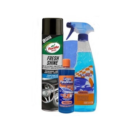 Pack Limpa Vidros 500 ml   Limpa-Para-brisas 150ml   Pano   Cockpit 600ml